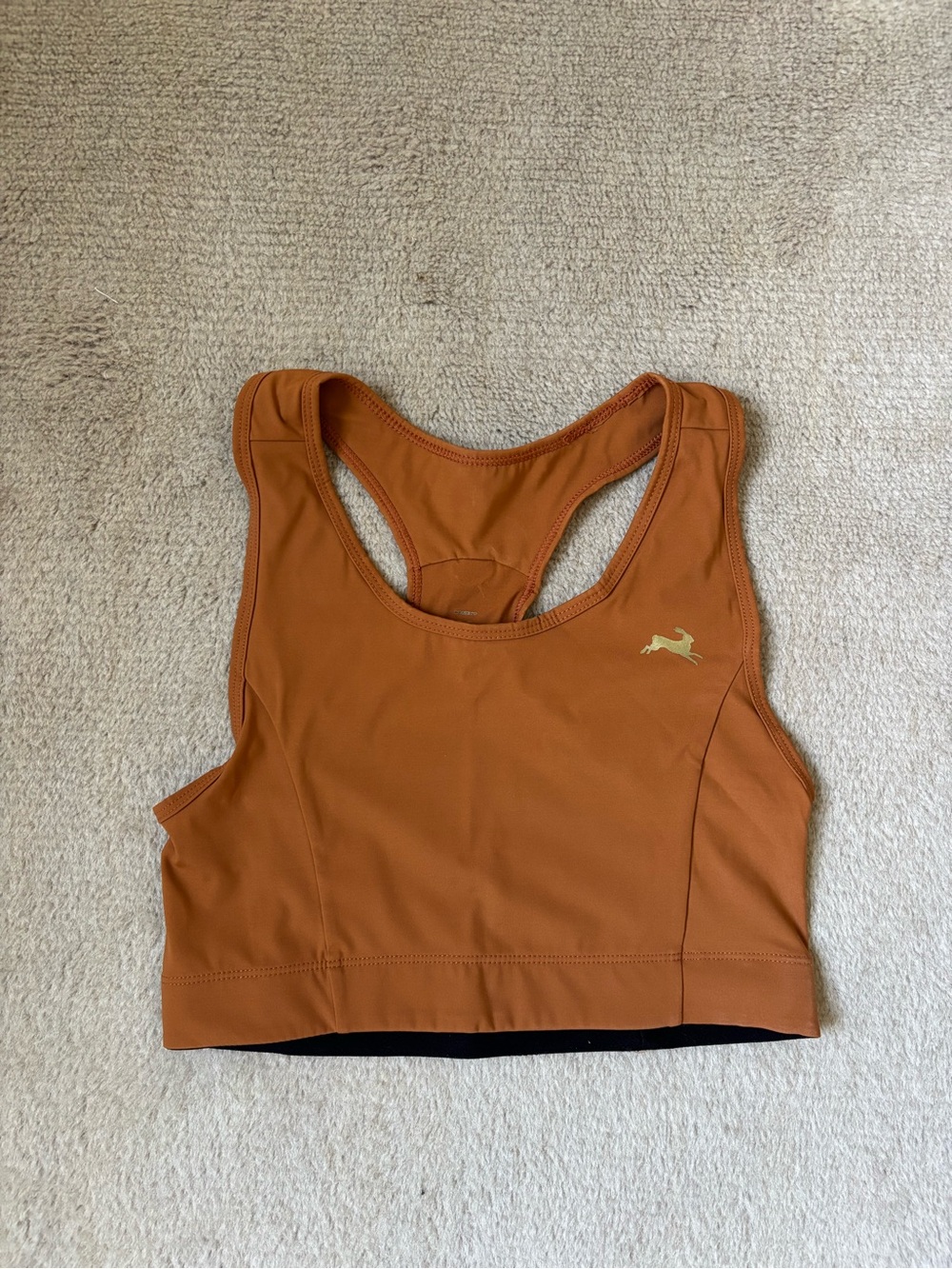 Tracksmith Rust Orange Racerback Crop Sports Bra